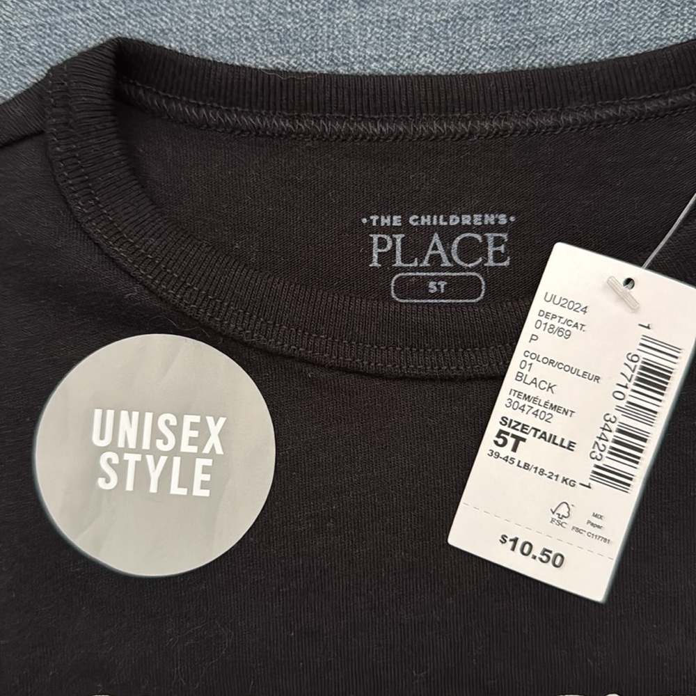 The Children's Place Black 'Cousin Crew' Kids T-Shirt, 5T, New with Tags - Picture 2 of 3